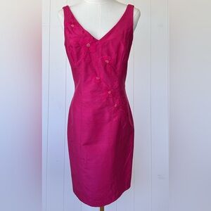 Marie St. Claire Brand Silk Fitted Sleeveless Sheath Dress‎ V-Neck Size 4